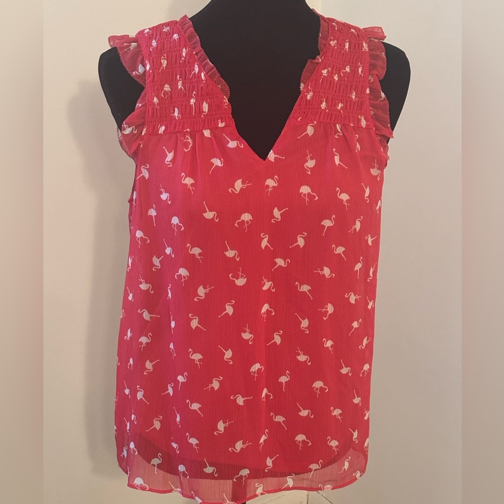 ELLE Chic Flamingo Print Sleeveless Top - Pink